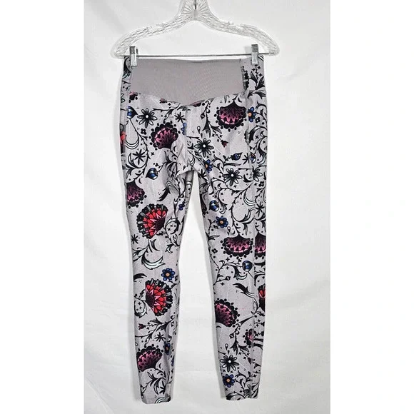 Nike Women’s L (29x28) Dri Fit Grey Multicolor Floral Small Pocket Legging Pants - Picture 3 of 10